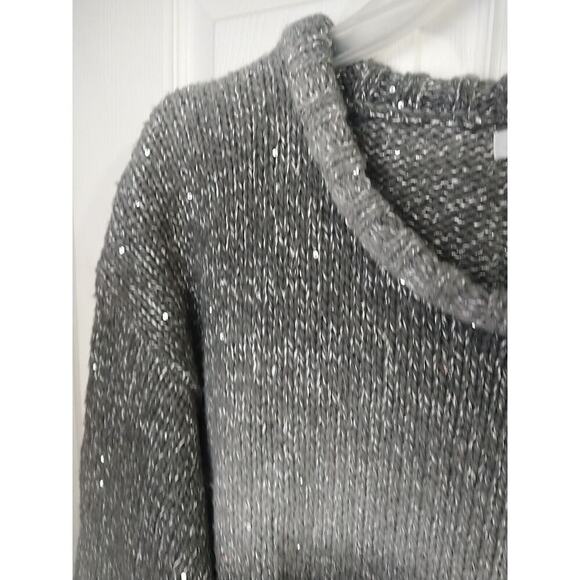 Liz Claiborne Woman XL Sweater Grey Sparkly Hi Low Ombre Striped Pullover - Picture 4 of 11